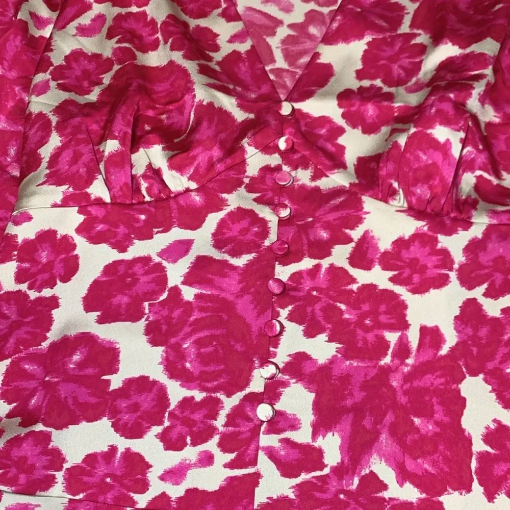 J.Crew Women's Deep V-Neck Long Sleeve Button-Front Top in Shaded Floral Size 8